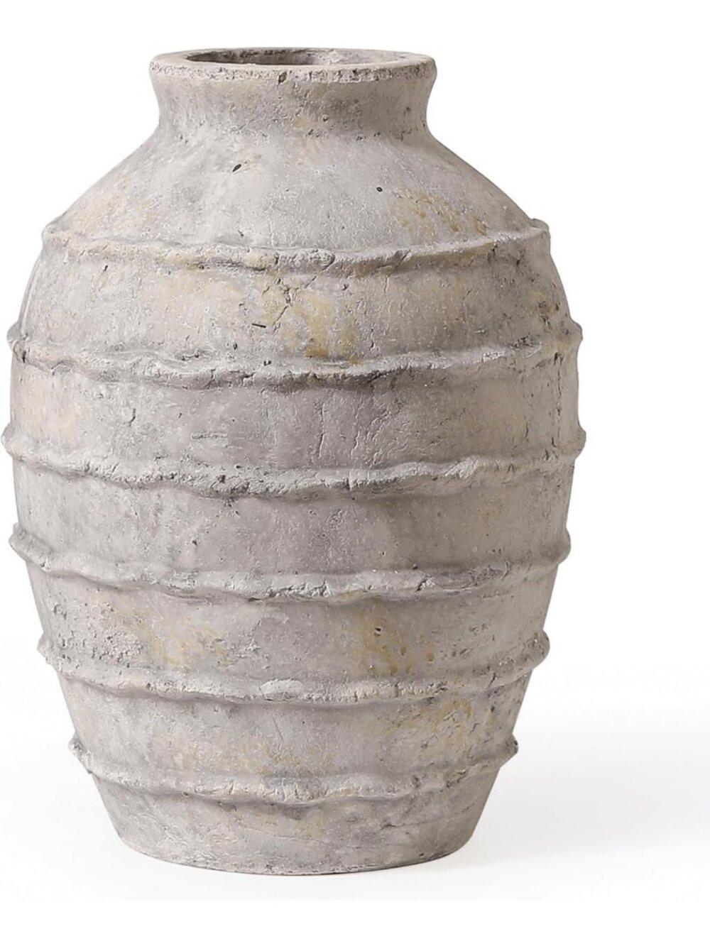 Rustic White Grey Ceramic Flower Vase - 11.2 Inch Terracotta Home Decor Accent